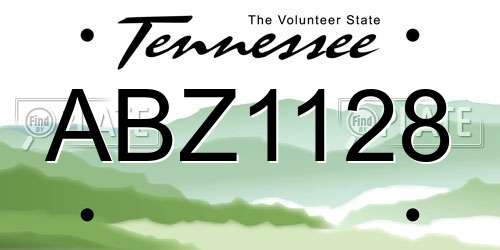 ABZ1128 Tennessee License Plate