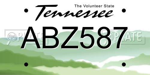 ABZ587 Tennessee License Plate