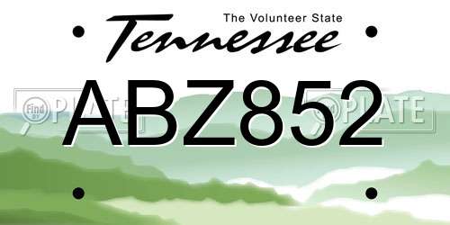 ABZ852 Tennessee License Plate