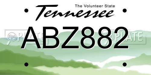 ABZ882 Tennessee License Plate