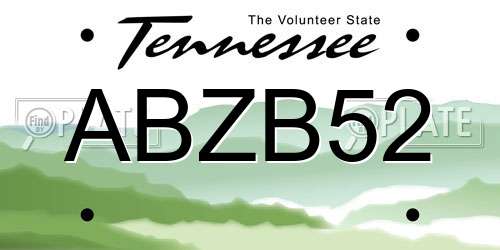 ABZB52 Tennessee License Plate