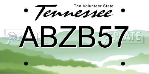 ABZB57 Tennessee License Plate