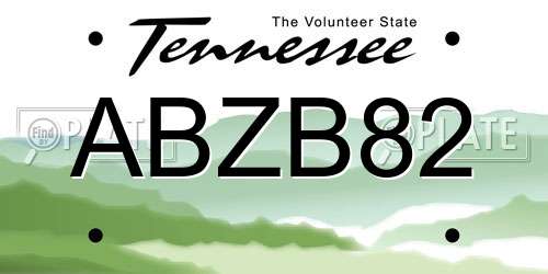 ABZB82 Tennessee License Plate