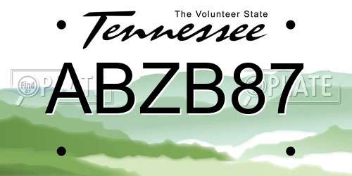 ABZB87 Tennessee License Plate