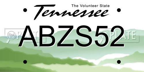 ABZS52 Tennessee License Plate