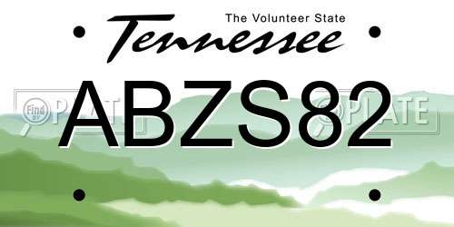 ABZS82 Tennessee License Plate
