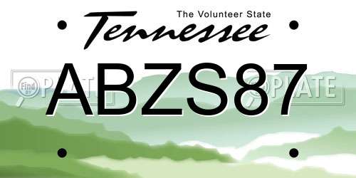 ABZS87 Tennessee License Plate