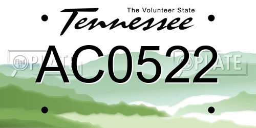 AC0522 Tennessee License Plate