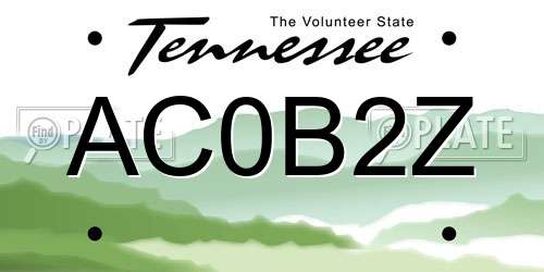 AC0B2Z Tennessee License Plate