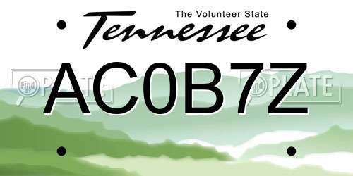 AC0B7Z Tennessee License Plate