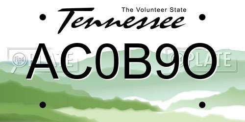 AC0B9O Tennessee License Plate