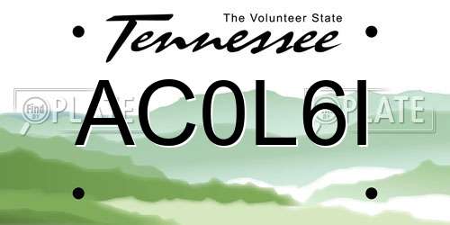 AC0L6I Tennessee License Plate