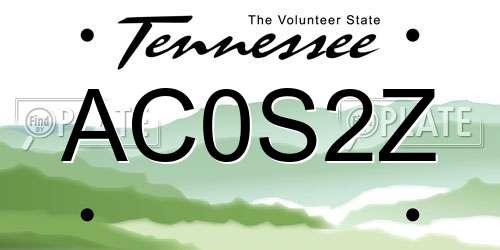 AC0S2Z Tennessee License Plate