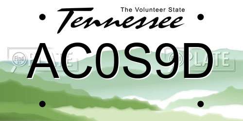 AC0S9D Tennessee License Plate