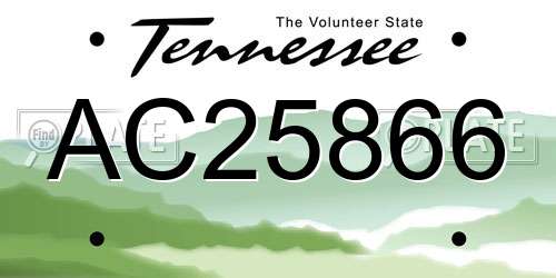 AC25866 Tennessee License Plate