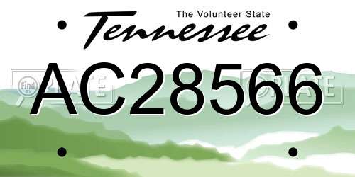 AC28566 Tennessee License Plate