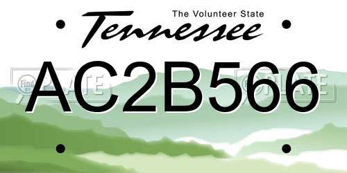 AC2B566 Tennessee License Plate