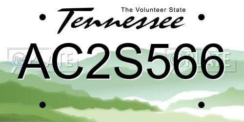 AC2S566 Tennessee License Plate
