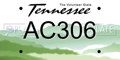 AC306 Tennessee License Plate