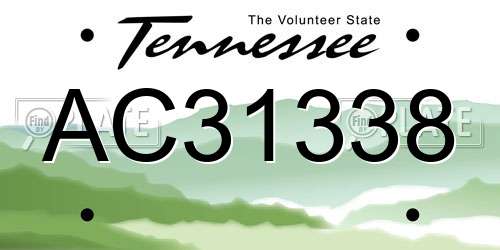 AC31338 Tennessee License Plate