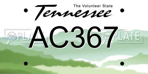 AC367 Tennessee License Plate