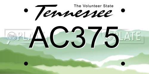 AC375 Tennessee License Plate