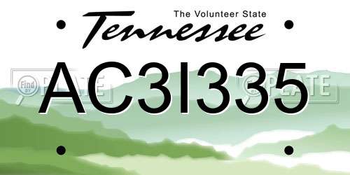 AC3I335 Tennessee License Plate