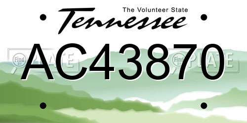 AC43870 Tennessee License Plate