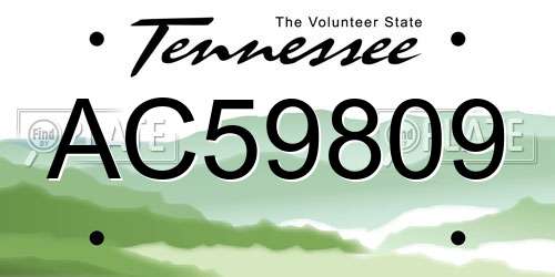 AC59809 Tennessee License Plate