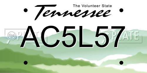 AC5L57 Tennessee License Plate