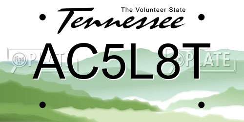 AC5L8T Tennessee License Plate