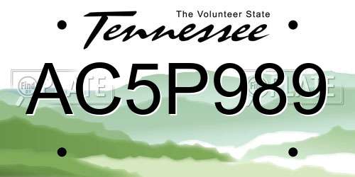 AC5P989 Tennessee License Plate
