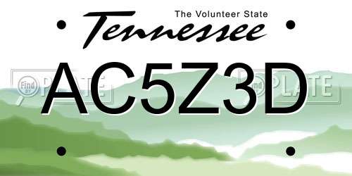 AC5Z3D Tennessee License Plate