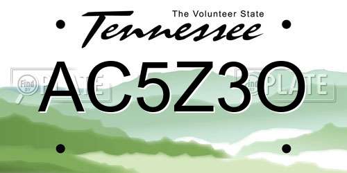 AC5Z3O Tennessee License Plate
