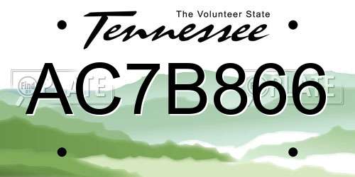 AC7B866 Tennessee License Plate