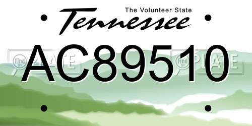 AC89510 Tennessee License Plate