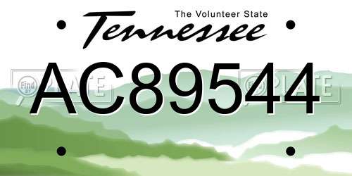 AC89544 Tennessee License Plate