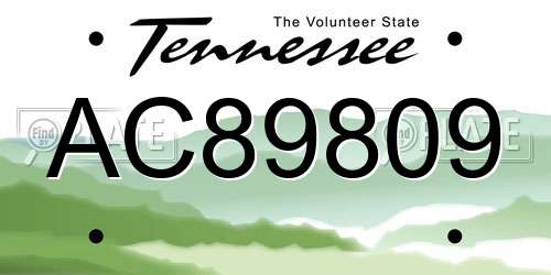 AC89809 Tennessee License Plate