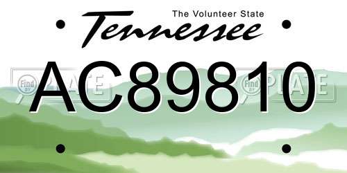 AC89810 Tennessee License Plate