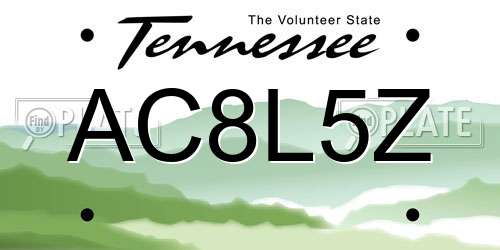 AC8L5Z Tennessee License Plate