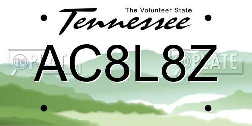 AC8L8Z Tennessee License Plate