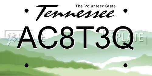AC8T3Q Tennessee License Plate
