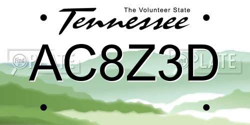 AC8Z3D Tennessee License Plate