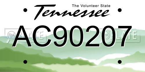 AC90207 Tennessee License Plate