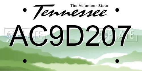 AC9D207 Tennessee License Plate
