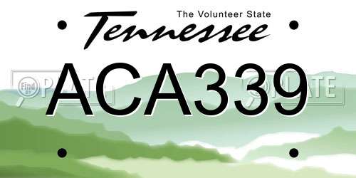 ACA339 Tennessee License Plate
