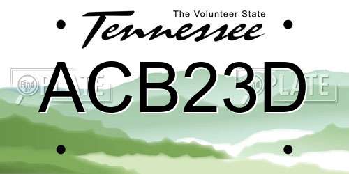 ACB23D Tennessee License Plate