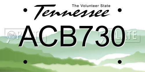 ACB730 Tennessee License Plate