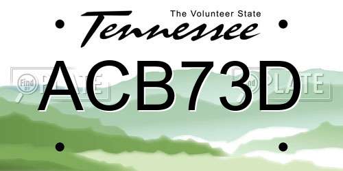 ACB73D Tennessee License Plate
