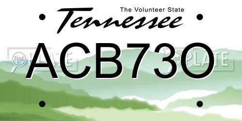 ACB73O Tennessee License Plate